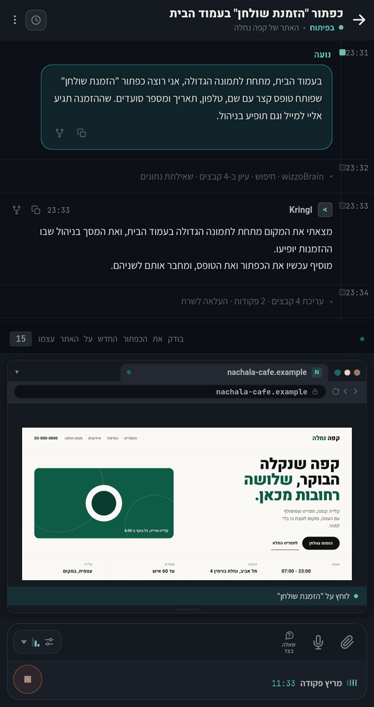 שיחה משותפת בתוך המוצר