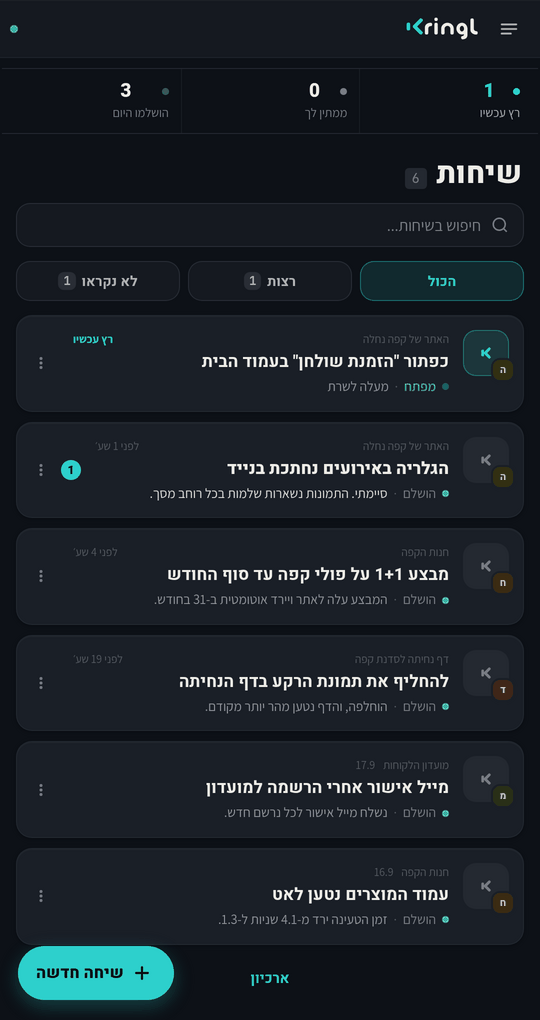 רשימת המשימות שרצו